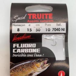 Hameçons montés VMC Spécial truite appâts naturels fluorocarbone n8