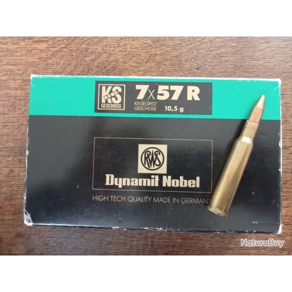 Boite de cartouches RWS KS calibre 7 x 57 R neuve 10,5 g (162gr)