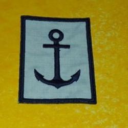 TISSU PATCH : ANCRE DE LA MARINE NATIONALE  , TISSU A COUDRE , DIMENSION  9 CM X 7 CM  , BON ETAT VO