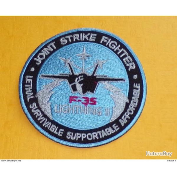 TISSU PATCH : F-35 LIGHTNING II , JOINT STRIKE FIGHTER , LETHAL SURVIVABLE SUPPORTABLE AFFORDABLE ,