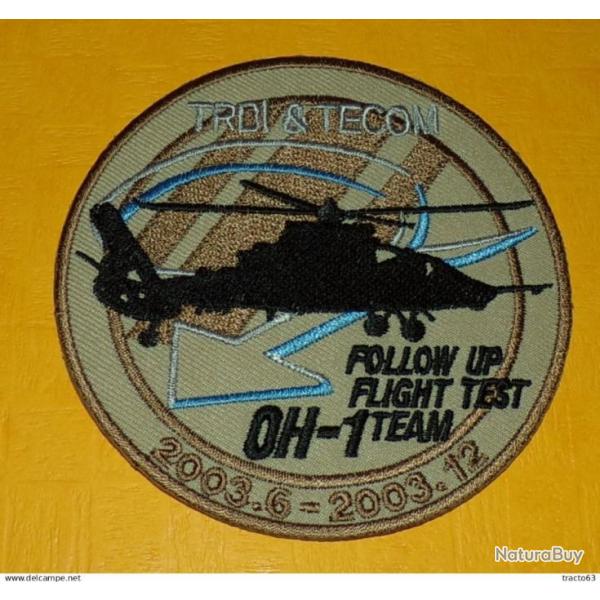 TISSU PATCH : FOLLOW UP FLIGHT TEST TEAM OH - 1 , DIAMETRE 9 CM , BON ETAT VOIR PHOTO . POUR TOUT RE