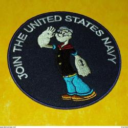 TISSU PATCH : JOIN THE UNITED STATES NAVY , DIAMETRE 9 CM , BON ETAT VOIR PHOTO . POUR TOUT RENSEIGN