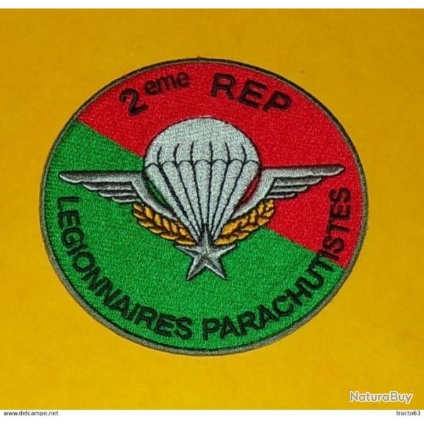 TISSU PATCH : LEGION 2meREGIMENT ETRANGER DE LEGIONNAIRES PARACHUTISTES, DIAMETRE 9CM , BON ETAT