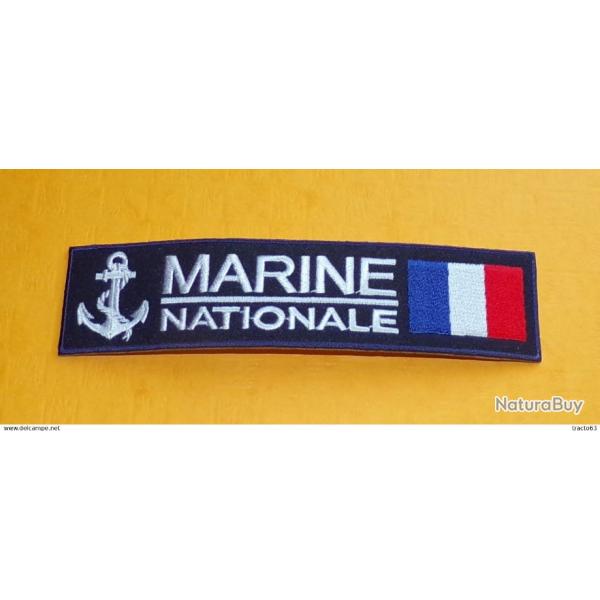 TISSU PATCH : MARINE NATIONALE FRANCAISE , LONGUEUR 14 CM LARGEUR 3,5 CM, BON ETAT VOIR PHOTO . POUR