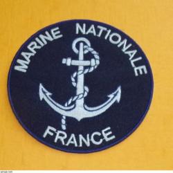 TISSU PATCH : MARINE NATIONALE FRANCE , ARMEE DE LA MARINE FRANCAISE , DIAMETRE 9 CM , BON ETAT VOIR