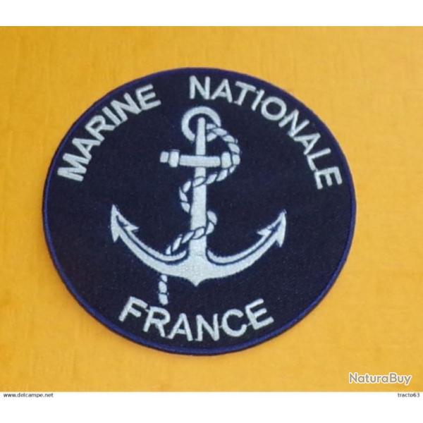 TISSU PATCH : MARINE NATIONALE FRANCE , ARMEE DE LA MARINE FRANCAISE , DIAMETRE 9 CM , BON ETAT VOIR