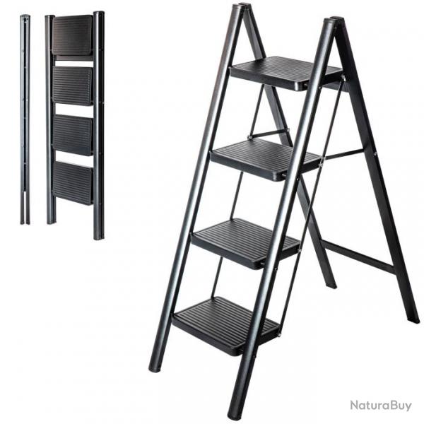 Escabeau 4 marches FOLDPACT4, Marche pied pliable, Design ultra-compact, Marches larges 17,5 cm, Aci