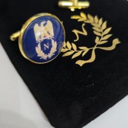 Boutons de manchettes dorés Blason aigle imperial Napoleon