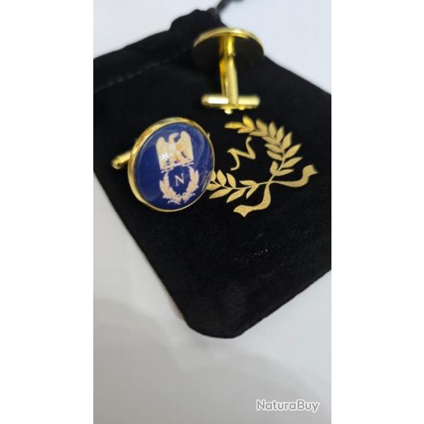 Boutons de manchettes dors Blason aigle imperial Napoleon