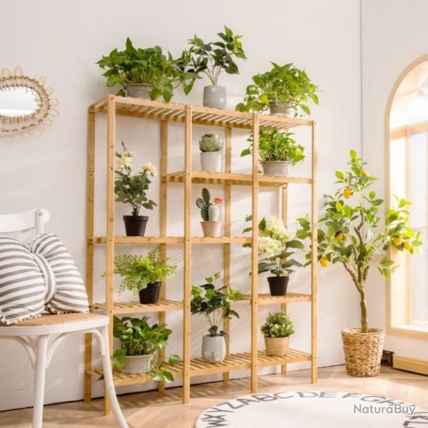 Etagre Armoire Plante Dcoration Bambou 5 Niveaux Structure Haute Basse Accessoire Supports Jardin