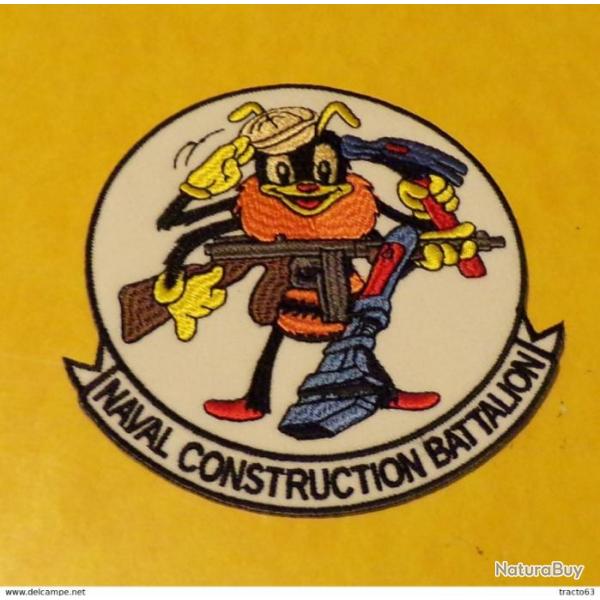 TISSU PATCH : NAVAL CONSTRUCTION BATALION , DIAMETRE 9 CM , BON ETAT VOIR PHOTO . POUR TOUT RENSEIGN