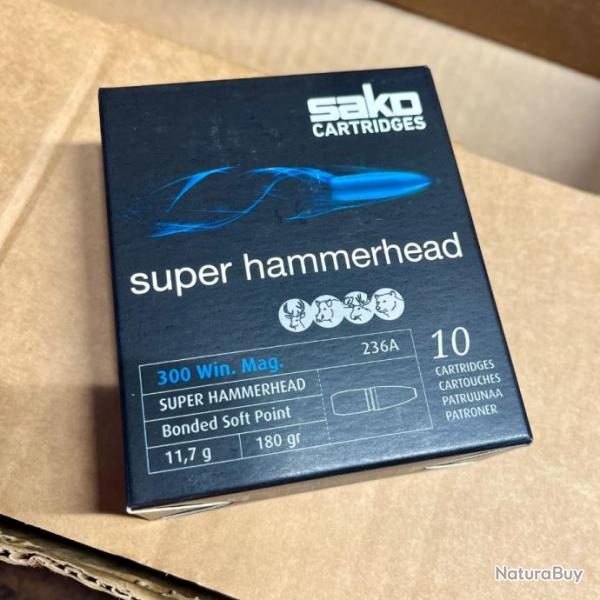 Munitions SAKO 300 Win Mag 11.7G 180GR Super HAMMERHEAD SP 236A BTE10