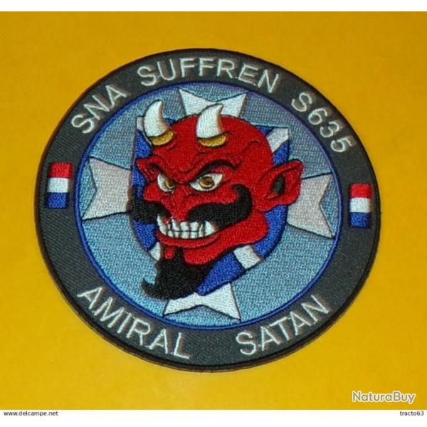 TISSU PATCH : SOUS MARIN NUCLEAIRE D'ATTAQUE , SUFFREN S 635 AMIRAL SATAN , DIAMETRE 9CM , BON ET