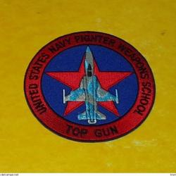 TISSU PATCH : TOP GUN , UNITED STATES NAVY FIGHTER WEAPONS SCHOOL , DIAMETRE 9 CM , BON ETAT VOIR PH