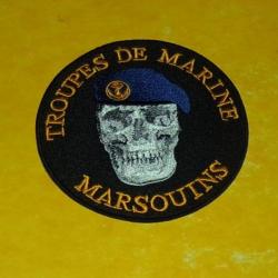 TISSU PATCH : TROUPES DE MARINE , MARSOUIN   , DIAMETRE 9 CM , BON ETAT VOIR PHOTO . POUR TOUT RENSE