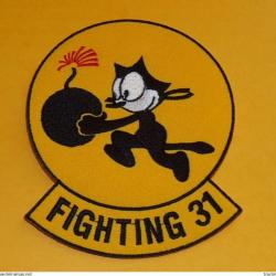 TISSU PATCH : U.S.A FELIX LE CHAT , FIGHTING 31 , DIAMETRE 9 CM , BON ETAT VOIR PHOTO . POUR TOUT RE