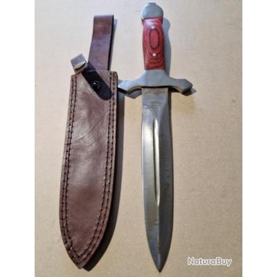 Dague De Chasse HMStores – Double Tranchant, 17 Pouces, Acier Carbone, Fourreau Inclus (Neuf, Fabriqué USA)