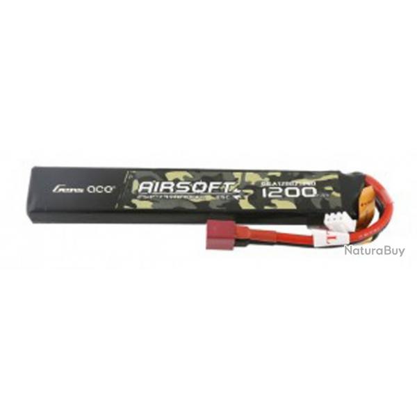 Batterie Li-Po 1 stick 7.4V - 1200 mAh 25C dean | Gens ace (0000 1576) - Airsoft