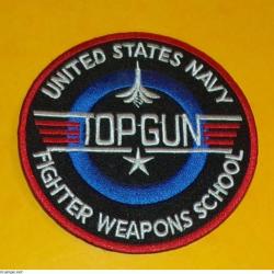 TISSU PATCH : UNITED STATES NAVY , TOP GUN , FIGHTER WEAPONS SCHOOL , DIAMETRE 9 CM  , BON ETAT VOIR