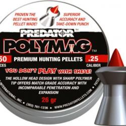Boîte de 150 plombs JSB Diabolo Predator Polymag - Cal. 6.35