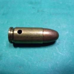 1 munition 9 mm Luger ( PMP 9 mm Luger ) étui laiton balle blindée cuivrée neutralisée