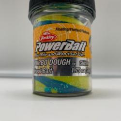 Pâte à truite Berkley powerbait jaune bleu glitter