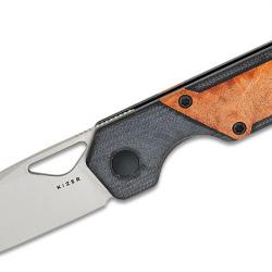 Couteau Kizer Mini Militaw Mkuruti Lame Acier Nitro-V Manche G10 Noir/Bois Clip Linerlock KIV3634SA4