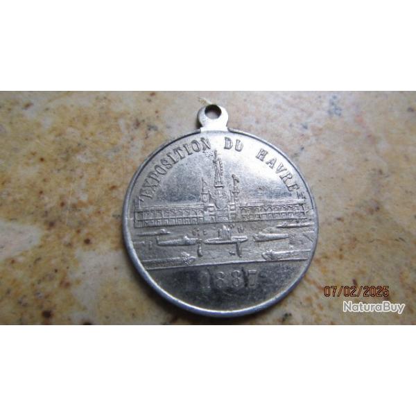 mdaille COMMEMORATIVE exposition maritime et internationale 1887 III rep Le Havre marin bateau