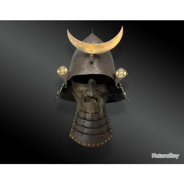 Ensemble Casque De Guerre Appel Kabuto Avec Mempo Et Maedat Lune Type Eboshi Japon re Edo