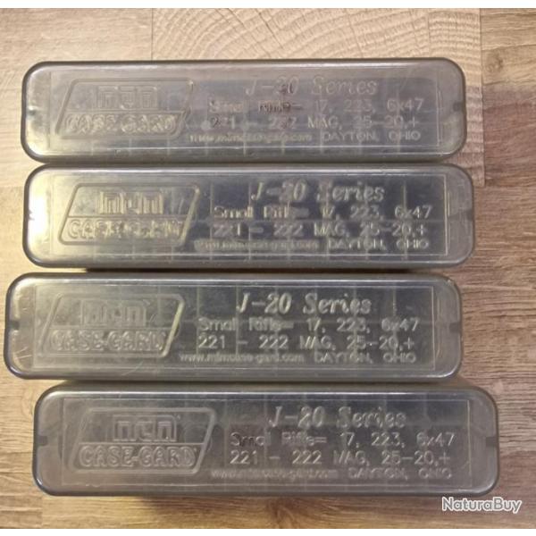 Lot de 4 boites de rangement 20 cartouches MTM - .223Rem / .222 / 17HMR / ...