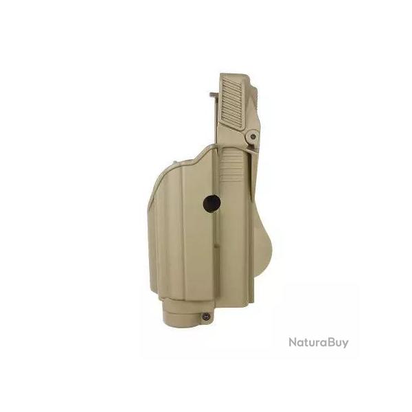 Holster Rigide LV2 Glock 17/19/22/23/25/31/32 Gen4/5 Et Sa Lampe Droitier Tan