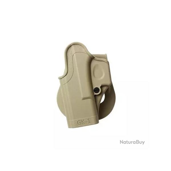 Holster Rigide LV1 GK1 Glock 17/19/19X/25/26/27/28/31/32/36/45 Gen4/5 Gaucher Tan