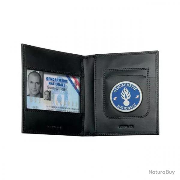 Porte-Cartes 2 volets Horizontal + Emplacement Mdaille Noir