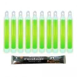 10 Bâtons Lumineux ChemLight® 6" Vert