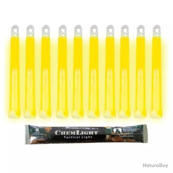 10 Btons Lumineux ChemLight 6" Jaune