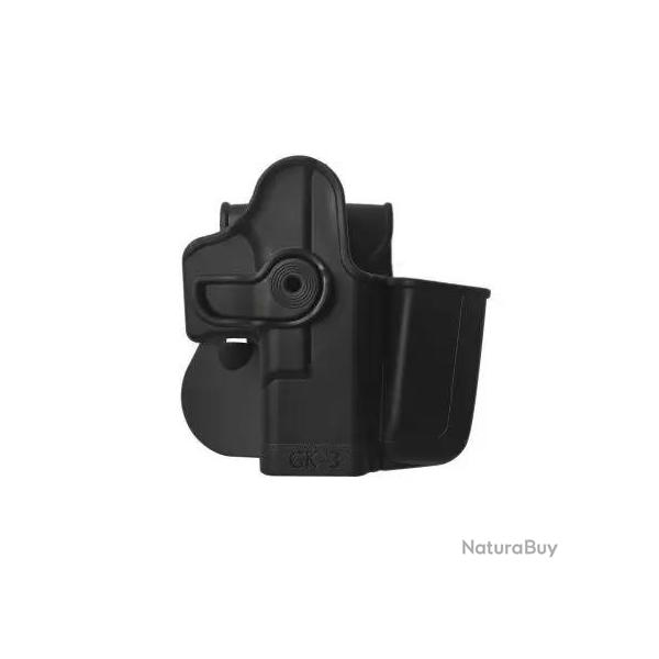 Holster Rigide LV2 Porte-Chargeur Intgr Glock 17/19/22/23/28/31/32/36 GEN 4 et 5 Droitier Noir