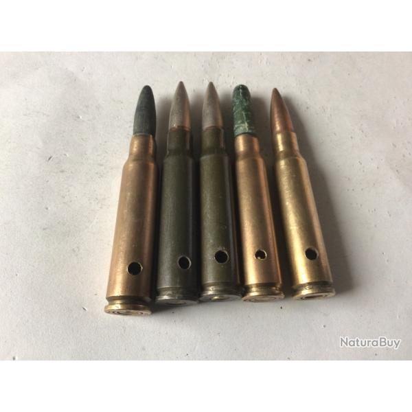 VENDU PAR LE-CUIRASSIER N1 LOT DE 5 BALLES DIVERSES DMILITARISES CALIBRE 7,5 MAS