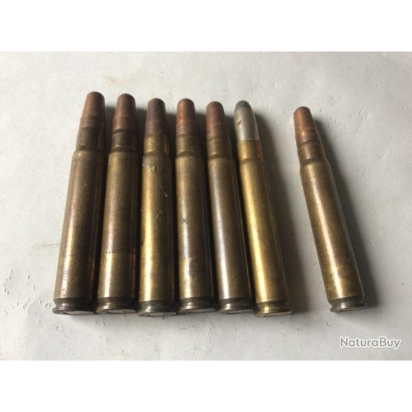 LOT DE 7 BALLES DE CALIBRE 9,3X 62 MUNITIONS NON RECHARGES