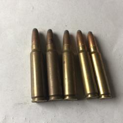 LOT DE 5 BALLES DE CALIBRE300 SAVAGE D'ORIGINE NON RECHARGÉES