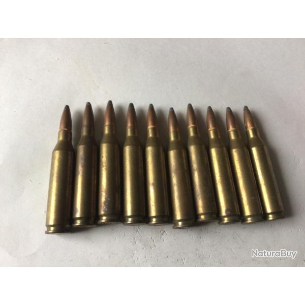 LOT DE 10 BALLES DE CALIBRE 243 WINCHESTER D'ORIGINE NON RECHARGES