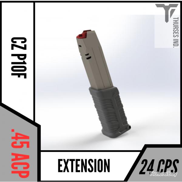 Extension chargeur cz p10f  45 acp talon rallonge 24 coups THURSES INDUSTRIES