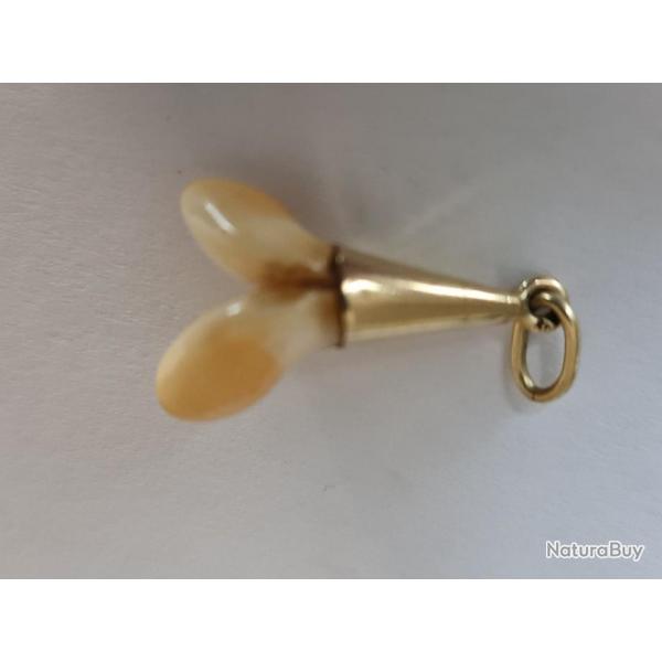 dent de "CERF" montage or jaune 14 cts.