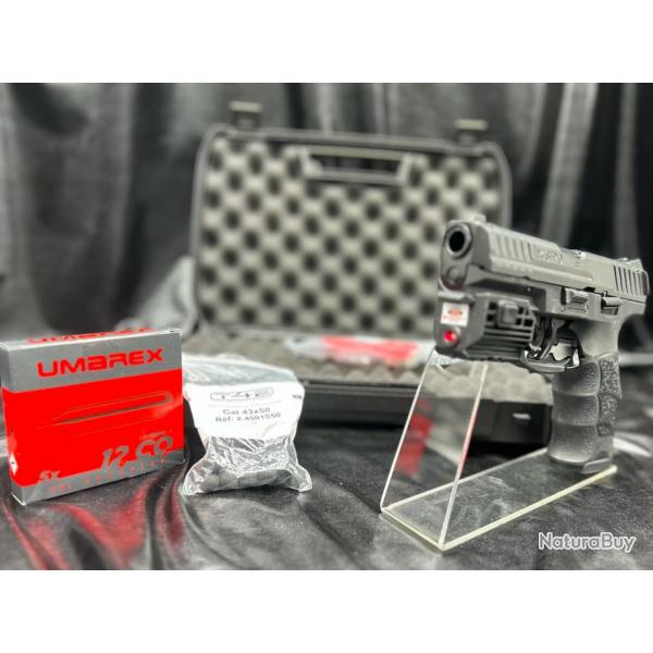 Pack "Impact" Laser prt  tirer - Pistolet HK SFP9 T4E - (CO2 + Munitions) - Calibre 43 - (5 joules