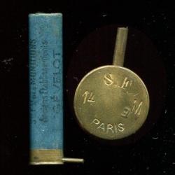 Cal. 14 mm à broche - marquage : SF 14 M PARIS -  tube carton bleu - chargée à plomb