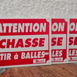 Lot de 3 Panneaux "Attention chasse tir à balle"