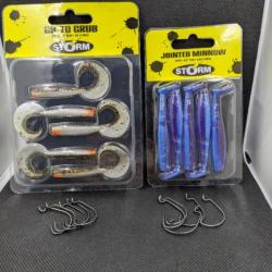 Leurres STORM , GO TO GURB JOINTED MINNOW+ 10 HAMEÇONS TEXAN VMC #1 / OFFERT