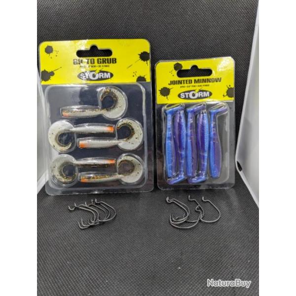 Leurres STORM , GO TO GURB JOINTED MINNOW+ 10 HAMEONS TEXAN VMC #1 / OFFERT