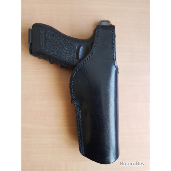 Etui, holster cuir pour pistolet Glock 17 et glock 17 L