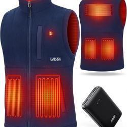 Veste Polaire Chauffante Gilet Chauffant avec Batterie USB 10000mAh Électrique 3 Température