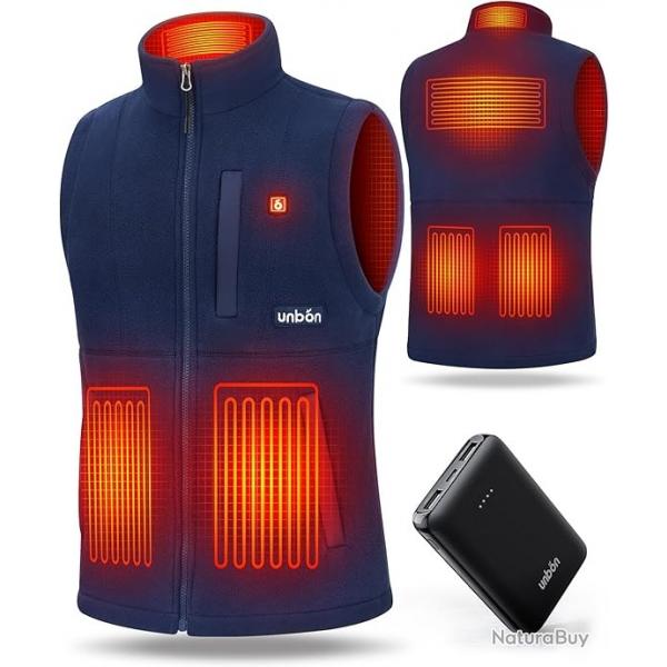 Veste Polaire Chauffante Gilet Chauffant avec Batterie USB 10000mAh lectrique 3 Temprature